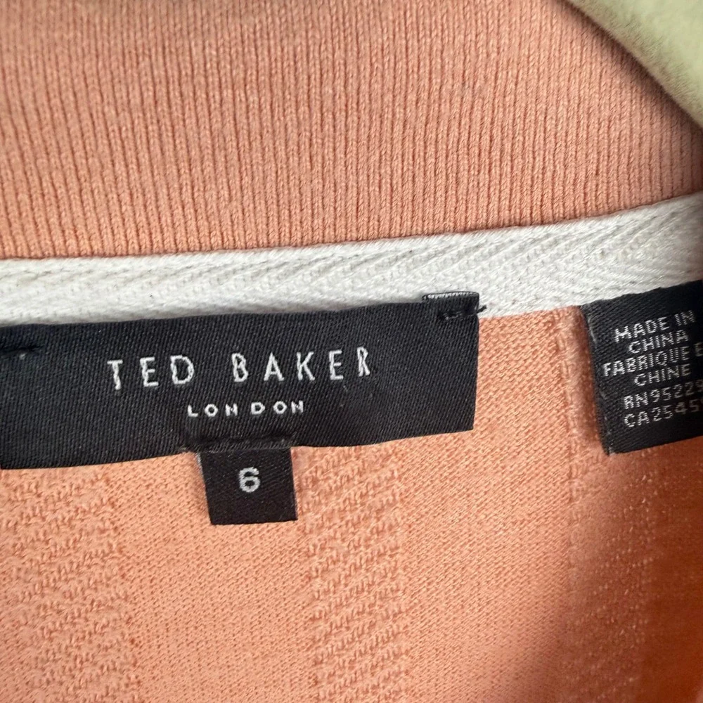 Ted Baker Peach Ribbed Short Sleeve Sweater Collared Polo XXL Coastal Old Money